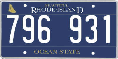 RI license plate 796931