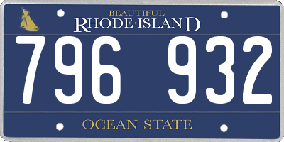 RI license plate 796932