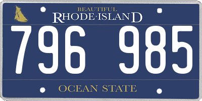 RI license plate 796985