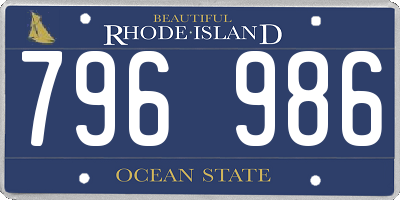 RI license plate 796986