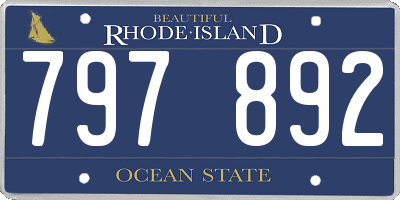 RI license plate 797892