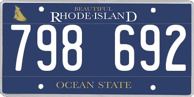 RI license plate 798692