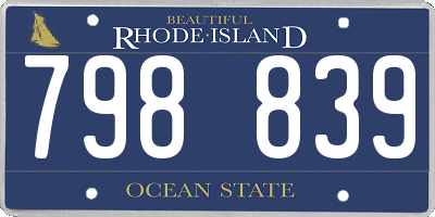RI license plate 798839