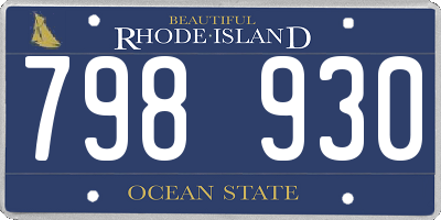 RI license plate 798930