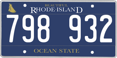 RI license plate 798932