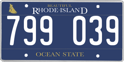 RI license plate 799039