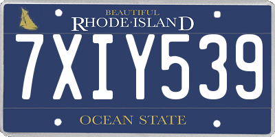 RI license plate 7XIY539