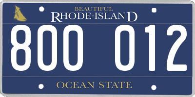 RI license plate 800012