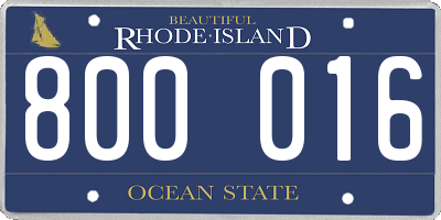 RI license plate 800016