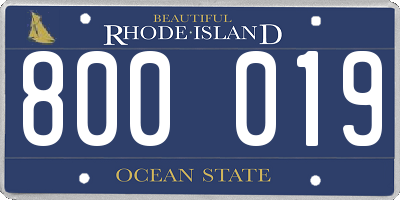 RI license plate 800019