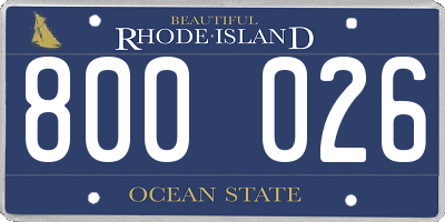 RI license plate 800026
