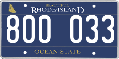 RI license plate 800033