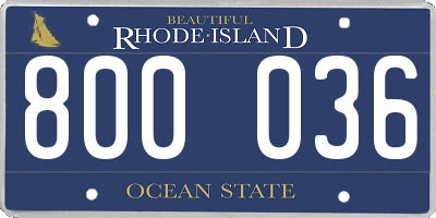 RI license plate 800036