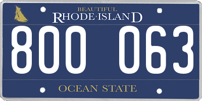 RI license plate 800063