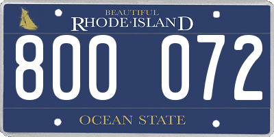 RI license plate 800072