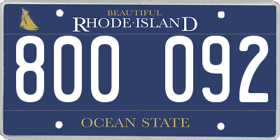 RI license plate 800092