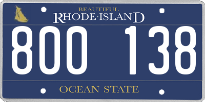 RI license plate 800138