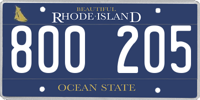 RI license plate 800205
