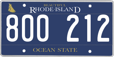 RI license plate 800212