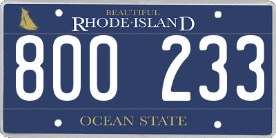 RI license plate 800233