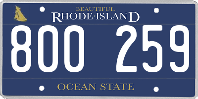 RI license plate 800259