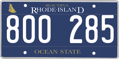RI license plate 800285