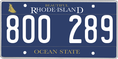 RI license plate 800289