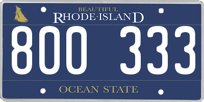 RI license plate 800333
