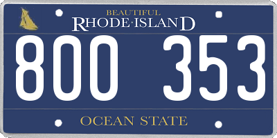 RI license plate 800353