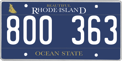 RI license plate 800363