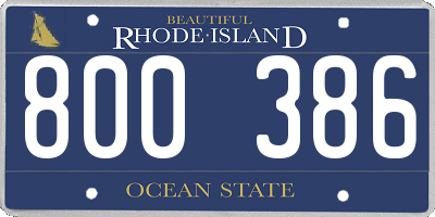 RI license plate 800386