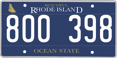 RI license plate 800398