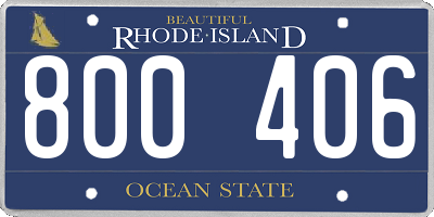 RI license plate 800406