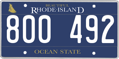 RI license plate 800492