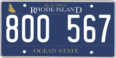 RI license plate 800567