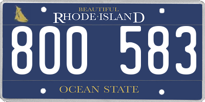 RI license plate 800583