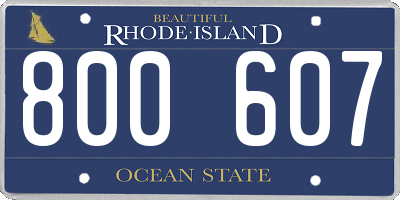 RI license plate 800607