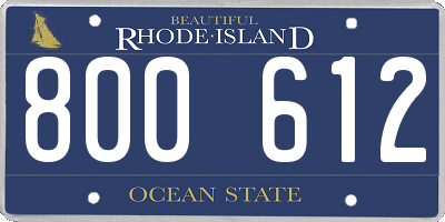 RI license plate 800612