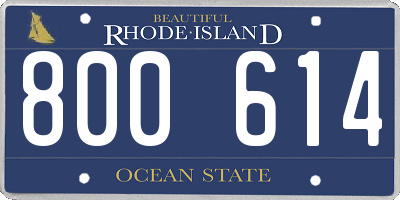 RI license plate 800614