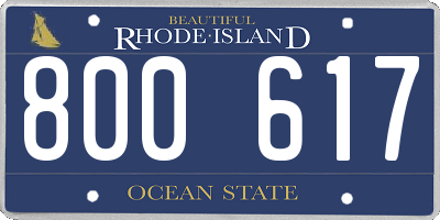 RI license plate 800617