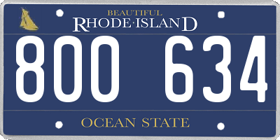 RI license plate 800634