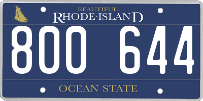 RI license plate 800644