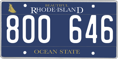 RI license plate 800646