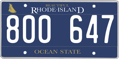 RI license plate 800647