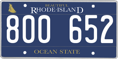 RI license plate 800652