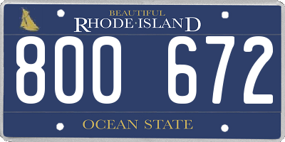RI license plate 800672