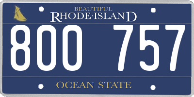 RI license plate 800757