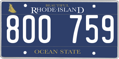 RI license plate 800759