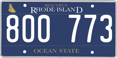 RI license plate 800773