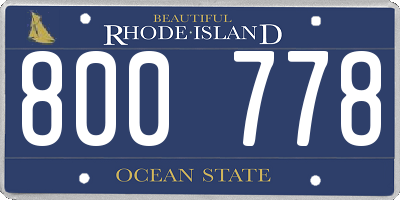 RI license plate 800778